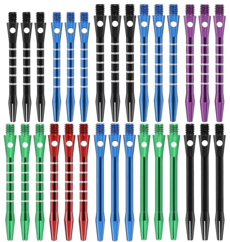 Dart Shafts for Steel Tip, 30 Pcs 2BA Thread Aluminum Dart Shafts with Rubber Dart O Rings 50 mm/53 mm Aluminium Alloy Dart Stems Dart Replacement Parts Soft Tip Dart Accessories for Dart Sharpener
