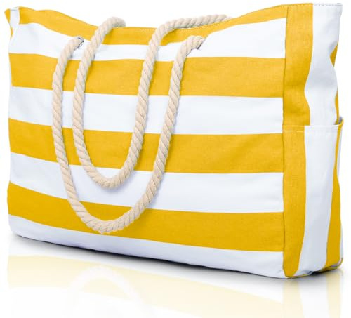 oscaurt Large Beach Bag for Women Waterproof Beach Tote Bag with Zip Travel Essentials Foldable Shopping Bag Pool Bag