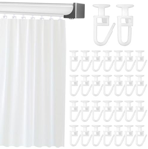 100 Stück Gardinengleiter Gardinenröllchen, Universal Vorhanghaken Haken für Schiene, Gardinenhaken Weiß Vorhang Haken für Duschvorhänge Fenstervorhänge Türvorhänge