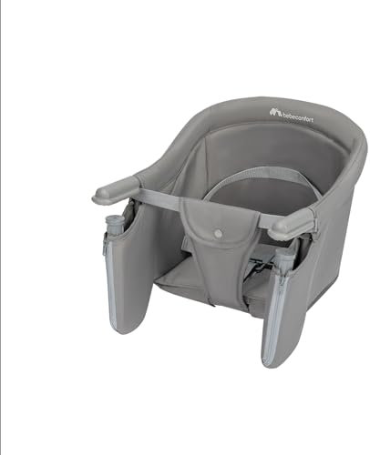 Bebeconfort Malva, Trona Portátil Bebé Ajustable, 6M-3A (15 kg), Fijación Segura y Estable, Asiento y Tejidos Acolchados y Suaves, Fácil Instalación, Plegado Compacto, Ligera (1,8 kg), Mineral Grey