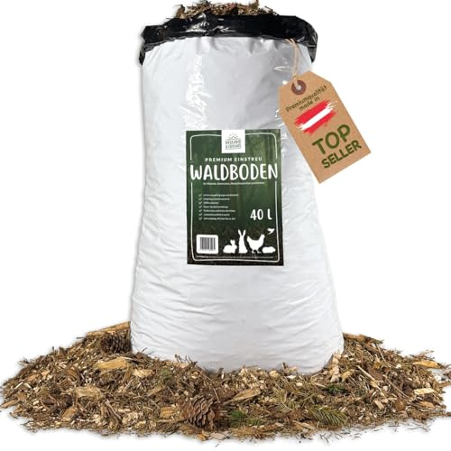 HEULAND Waldboden-Einstreu 40 L – natürliches Einstreu mit Tannen & Fichtennadeln – extrem saugstark & geruchsbindend – für Kaninchen, Meerschweinchen, Hühner und Nager