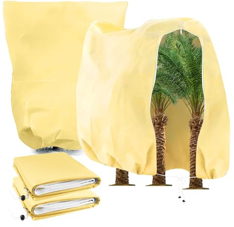 Cioquli Lot de 2 protections hivernales pour plantes - 300 x 300 cm - Protection contre le gel - Protection des plantes d'hiver - Pour plantes en pot, olivier, palmiers avec fermeture éclair