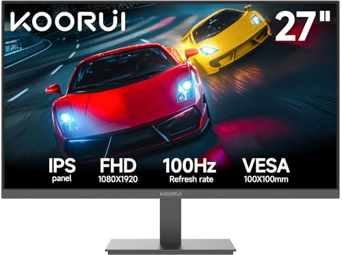 KOORUI 27-tums PC-skärm Full HD 1920×1080 100 Hz, IPS, 99 % sRGB, adaptiv synk, blått ljusfilter, HDMI och VGA, VESA 100×100