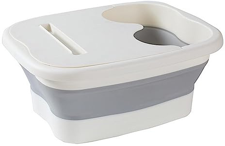 Vasca pieghevole grande per pedicure, piedi in ammollo per piedi secchi e screpolati, colore bianco, 40 x 32 x 17 cm