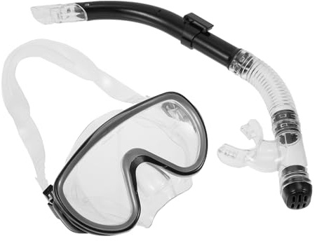 BUGUUYO Set Snorkeling per Adulti Maschera in Silicone e Tubo Snorkel a Secco Attrezzatura Professionale per Nuoto con Lenti Antiappannamento ad Alta Definizione Comfort Colore Casuale