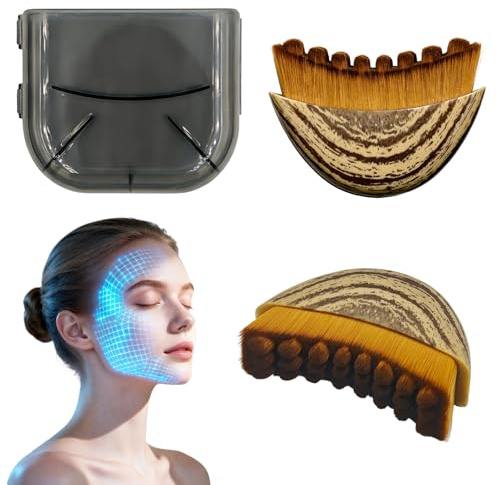 Brosse Drainage Lymphatique Visage - Brosse à Sec Visage pour Massage Lymphatique, Contour du Menton et Mâchoire, Massant Lymphatique avec Poils Doux et Forme Ergonomique (wood color, Large)