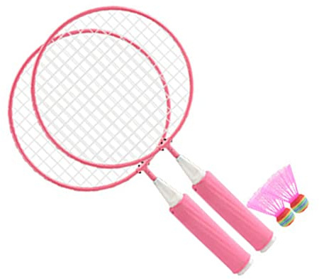 Yobadam Juego de Raquetas de Bádminton para Niños, Raquetas de Antideslizante Suave de Malla Grande, Cómodas de Bádminton con 2 Pelotas, Ideal para Principiantes (Pink)