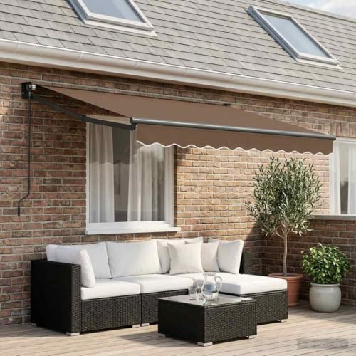 KKHOMEI Toldo Manual Retráctil 3 x 2,5 m Toldo Retráctil Exterior Toldo Enrollable Aluminio y Poliéster Toldo Completo con Manivela Toldos Exterior Terraza