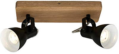 BRILONER - Deckenlampe Vintage schwenkbar, Holzbasis, GU10 Fassung, max. 35 Watt, Deckenleuchte, Lampe, Wohnzimmerlampe, Schlafzimmerlampe, Küchenlampe, Deckenstrahler, 28x10x13,5 cm, Schwarz-Weiß