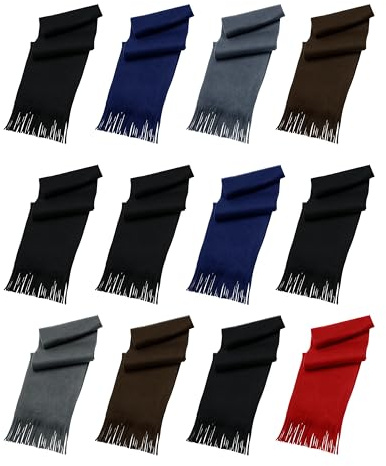 12 Pack Fleece Winter Scarves, Warm Winter Scarf Multi-color Bulk Wholesale, Unisex Men Women