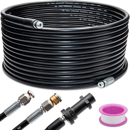 stōbfix Manguera de limpieza de tuberías de 30 m para limpiadoras de alta presión Kärcher Juego de limpieza de tuberías adecuado para K2, K3, K4, K5, K6, K7, 2 boquillas y adaptador de bayoneta.