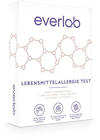 EVERLAB Lebensmittelallergie Test – IgE Test für 26 verschiedene Lebensmittel| Detaillierte Auswertung | Selbsttest für Zuhause