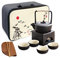 fanquare Black Chinese Portable Travel Tea Set, Handmade Teapot and Cups Set with Teapot Warmer for Picnic, Camping