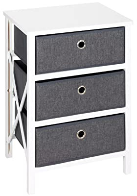 HAC24 Vikbar hylla med 3 lådor 60 x 32 x 41 cm hopfällbar stående hylla badrumshylla levande hylla sängbord