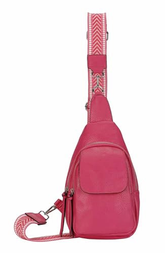 OBC Damen Crossbody Sling Tasche Rucksack Bodybag Crossbag Crossover Schultertasche Gürteltasche Brusttasche Umhängetasche Pink