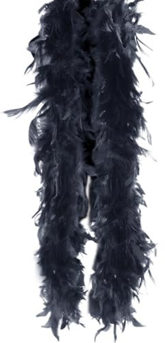 iSpchen Schwarz Federboa lang Truthahnfeder,Feder Streifen für Halloween Kostüm Tanzen Hochzeit Basteln Party Dekoration DIY Fotografie Requisiten,2 Meter