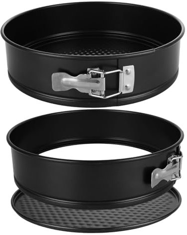 LOLYSIC 2Pcs Springform Cake Tins, 26cm 10 Inch Non Stick Cheesecake Tin with Loose Base, Carbon Steel Cake Tins Round Spring Form Pan for Baking Cheesecakes Pie Quiches