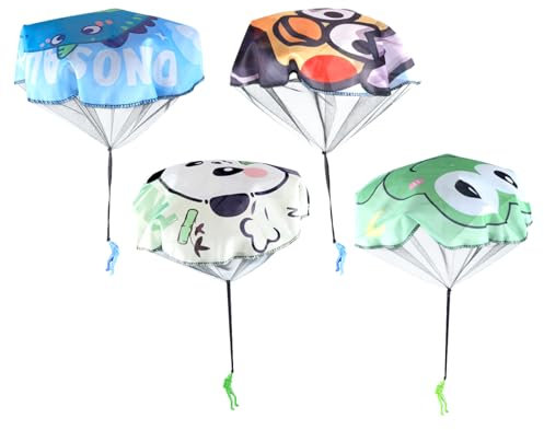 Lot de 4 jouets en parachute pour enfants, jouets en parachute, jouets pour enfants, cadeaux de parachute, jeux de plein air, loisirs créatifs