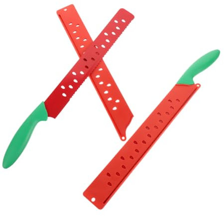 Alipis 2pezzi Affettatrice per Anguria Coltello Multifunzionale in Acciaio Inox per Tagliare Anguria senza Sforzo Seghettato e Impugnatura Estesa per Fette per Cucina di Casa
