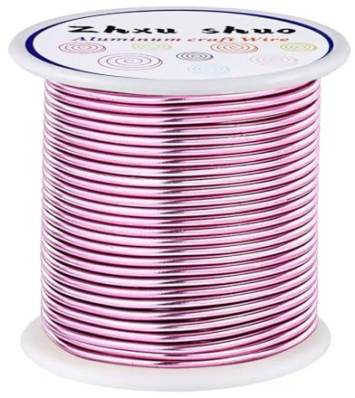 ZhXu Shuo 12 Gauge(2mm) Aluminum Wire 35 Yards Anodized Metal Wire for Bonsai Armature Crafting Sculpting Jewelry Craft Making Beading Floral (Pink, 12 Gauge)