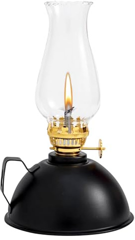 BORDEAG Lámpara de petróleo, lámpara de aceite de cristal con llama regulable, lámpara de aceite, petróleo, lámpara de queroseno vintage, lámpara de aceite para interior, casa, camping, jardín