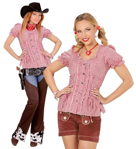 W WIDMANN MILANO Party Fashion - chemisier, bavaroise, chemisier en costume traditionnel, chemise femme, fête de la bière, cowgirl, shérif