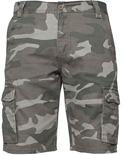 Enzo Jeans Mens Cargo Camo Shorts Summer Combat Camouflage Chino Half Pants