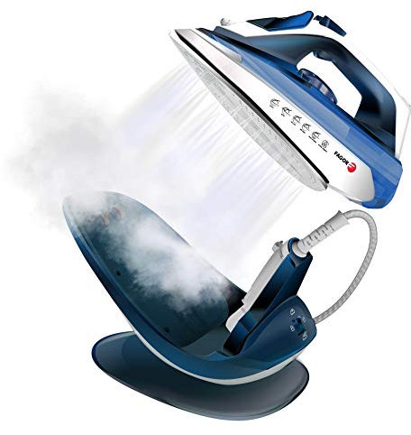 Fagor COMFORTA EasyDrive FG202 Plancha Inalámbrica, Suela Cerámica y Punta Precisión, Planchado vertical, golpe vapor, 2600 W, Azul, XL