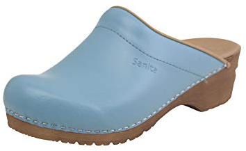 Sanita Sandra Mule Clog | Original Handmade Flexible Leather Clog for Women | Maximum stability | Anatomical shaped footbed with soft foam | Shock absorbing heel | Turquoise | 35
