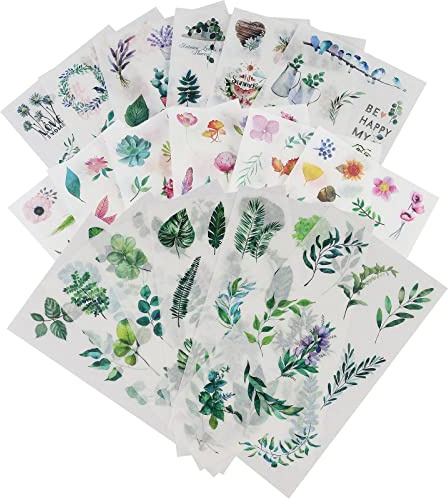Create idea 6 juegos de pegatinas de flores verdes de papel Washi calcomanías decorativas para álbumes de recortes, calendarios, álbumes de fotos, niños, manualidades, manualidades