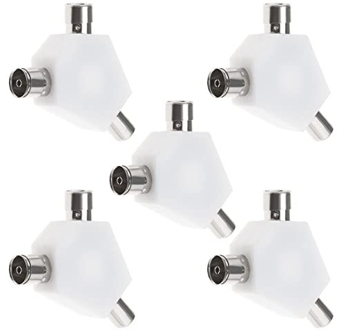 eMagTech 5Pcs TV Aerial Male to Female Connectors Coaxial Digital Signal Antenna Splitter TV Aerial Connector for Cable TV Video Devices 9.5mm