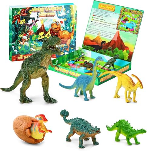 Dinosaurier Adventskalender 2024 Kinder - Weihnachts Geschenk für Kinder Jungen und Mädchen, 24 Tage Countdown-Kalender tägliche Überraschungsgeschenke