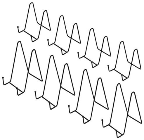 KEILEOHO 8 PCS 2 Sizes Display Plate Stands, 6 Inch and 4.5 Inch Black Wire Metal Plate Holder Easel for Display, Photo, Pictures