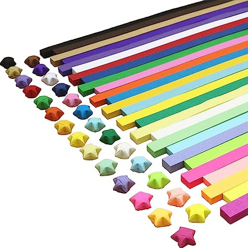 1350 Double-Sided Origami Paper Strips in 27 Colors for Star Making - Handmade DIY Art Crafts