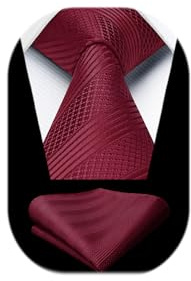 Enlision Cravate Homme et Pochette Ensemble 8.5CM Soie Cravates pour Hommes Carreaux Rayures Cravatte pour Mariage Fête Affaires
