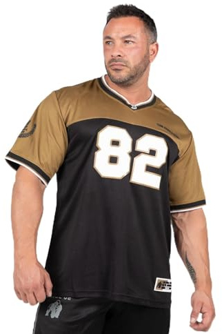 Gorilla Wear Trenton-Maglia da Calcio T-Shirt, Nero/Oro, XL Uomo