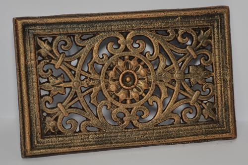 SEZAM Lüftungsgitter aus Gusseisen 23 x 2,5 x 14,5 cm, für Kachelöfen, Holzbacköfen & Kamine - Warmluftgitter - Luftgitter für Ofen, OZ110 (Kupferartig)