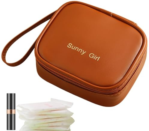 Obesntln Funda para compresas higiénicas, funda para compresas | Bolsa menstrual portátil con cremallera de piel sintética | Bolsas menstruales Porta compresas de lactancia Bolsas para