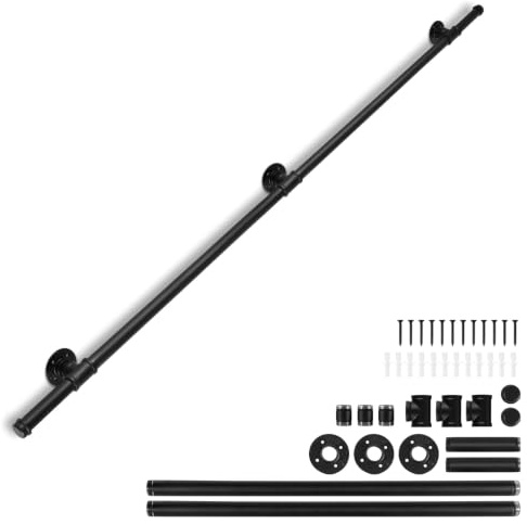 Izrielar Rampe d'escalier - En acier inoxydable - Pour escaliers - 100 cm - Antidérapante - Noir - Avec poignée d'accessoires - Pour cage d'escalier, jardin, entrée