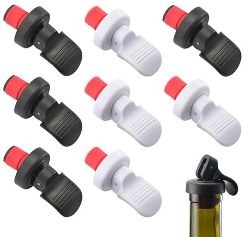 Flaschenverschlüss, 8 Stückeserverschlüsse MIT Hebel, Weinverschluss, Universal Flaschenverschlüsse Bierflasche, Vakuum-Weinverschlüssse Weinstofen für Weinsamtlung Wein (Größe: 2,76 x 1.26inch)