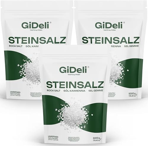 GiDeli Sel gemme grossier, sel de table granuleux naturel, sel cristallin, sel de jeu de qualité supérieure (15 kg)