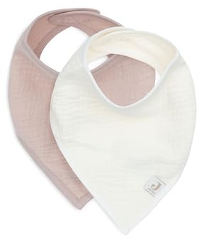 Jollein Bavoir pour bébé - Bandana - Hydrophile - Rose sauvage/Oatmeal - Lot de 2-100% coton - Avec fermeture Velcro - Bavoir pour bébé