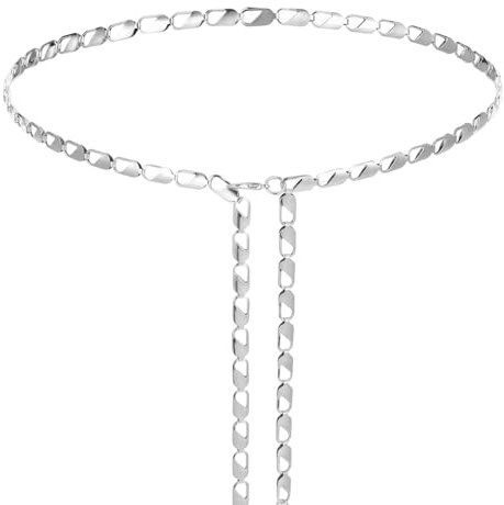 Cinturón de cadena de plata, cadena de vientre plateado para mujer, cinturón de cintura con estrás, ajustable con perla, cinturón brillante para bodas, fiestas, uso diario