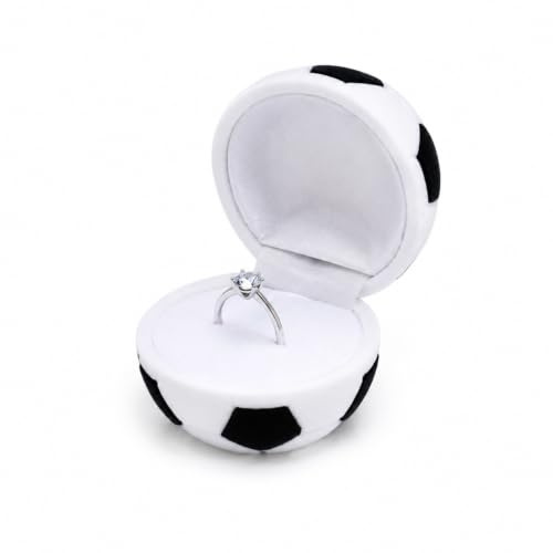 Warmhm Boîte à bijoux compacte et légère en forme de ballon de football pour demande en mariage, cérémonies et occasions spéciales