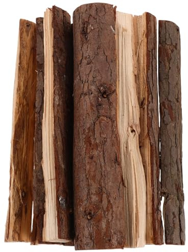 JECOMPRIS Lot de 10 bûches de bois pour cheminée : bois de chauffage décoratif rustique séché pour une utilisation intérieure et extérieure, idéal pour les foyers extérieurs et les