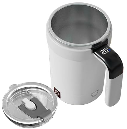 Yidueace Self Stirring Mug, 380ml Self Stirring Cup Automatic Mixing Coffee Mug with LCD Thermometer, Rechargeable Auto Magnetic Cup for Coffee Milk Tea Hot Chocolate