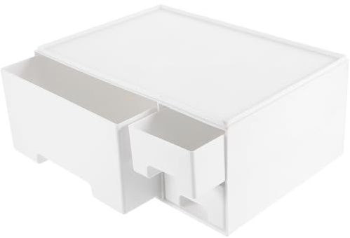 BESPORTBLE Rehausse D'écran en Abs Tiroir Blanc pour Bureau, Support de Rangement pour Pc, pour Étudiants et Travailleurs de Bureau