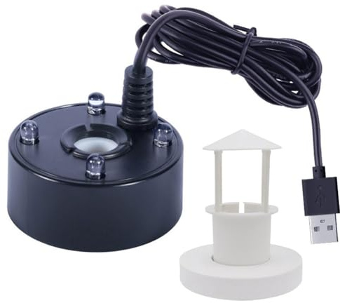 Nebulizzatore a 4 LED con uscita da 300 ml/h e display colorato per feste di Halloween, acquario, fontana d'acqua o decorazione stagno, nero/bianco