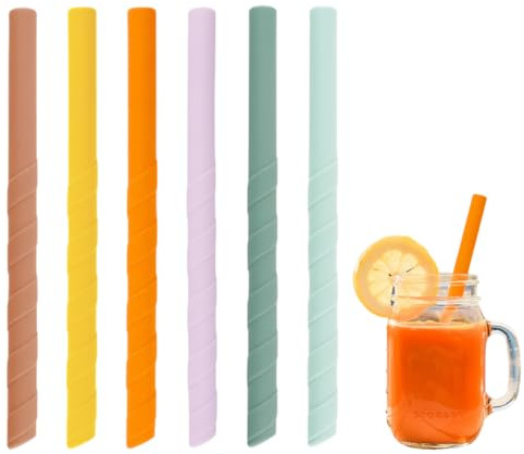 PBAHAUP 6 Pezzi Cannucce Riutilizzabili in Silicone, Cannucce Pieghevoli per Bubble Tea Cocktail Frullati Caffè Latte Succhi, per Adulti e Bambini, Facili da Portare e Lavare