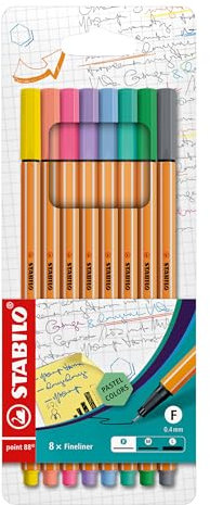 STABILO - Fineliner - point 88 - 8er Etui - 8 Pastellfarben